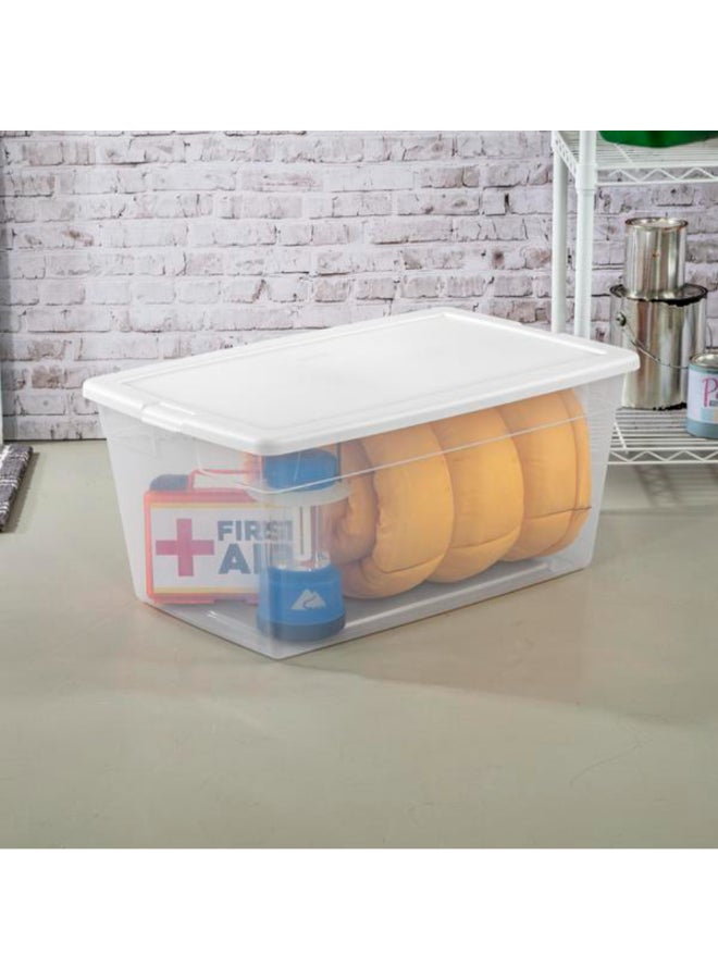 Sterilite Rectangular Stackable Storage Box Clear and White 85.1 Liter 16668004 - Image 4